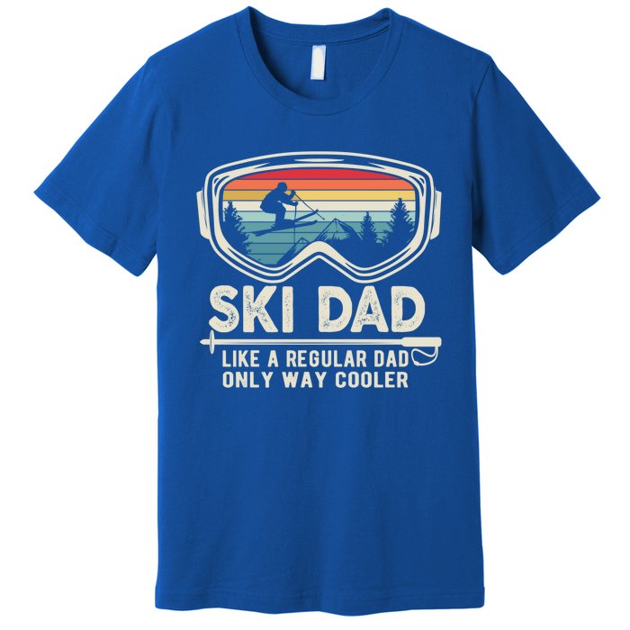 Retro Sunset Ski Mom Winter Skiing Skier Father Vintage Ski Gift Premium T-Shirt