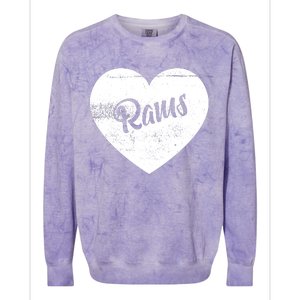 Rams School Sports Fan Team Spirit Cute Heart Colorblast Crewneck Sweatshirt