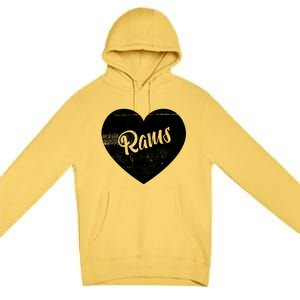 Rams School Sports Fan Team Spirit Cute Heart Premium Pullover Hoodie