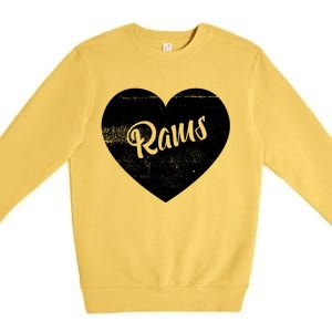 Rams School Sports Fan Team Spirit Cute Heart Premium Crewneck Sweatshirt