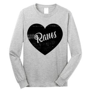 Rams School Sports Fan Team Spirit Cute Heart Long Sleeve Shirt