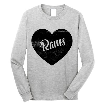 Rams School Sports Fan Team Spirit Cute Heart Long Sleeve Shirt