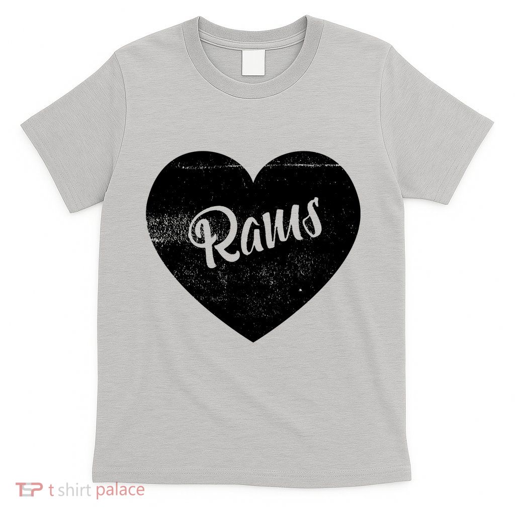 Rams School Sports Fan Team Spirit Cute Heart T-Shirt