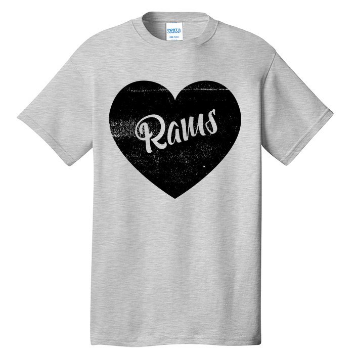 Rams School Sports Fan Team Spirit Cute Heart Tall T-Shirt