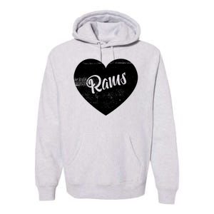 Rams School Sports Fan Team Spirit Cute Heart Premium Hoodie