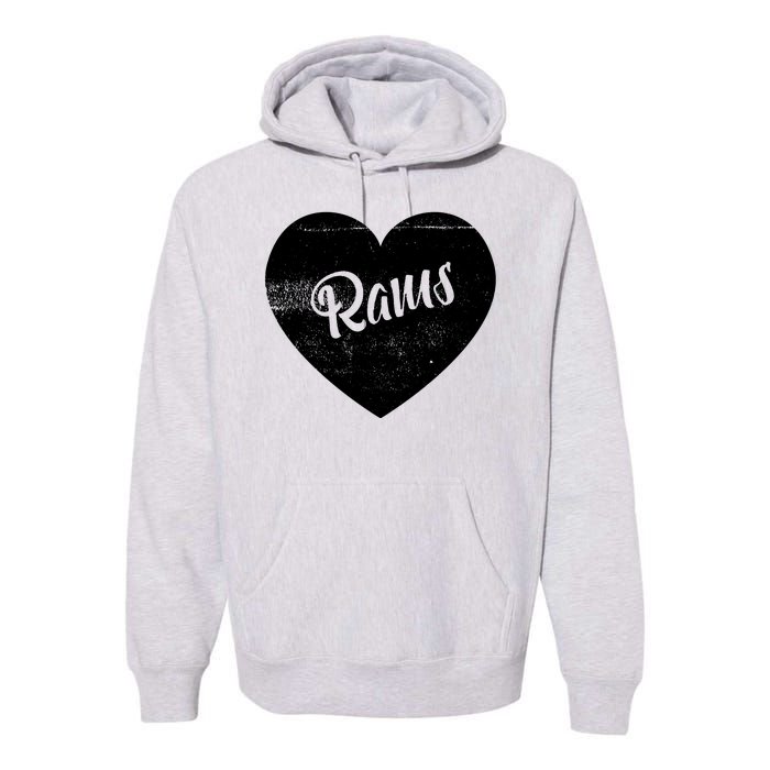 Rams School Sports Fan Team Spirit Cute Heart Premium Hoodie