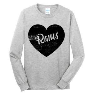 Rams School Sports Fan Team Spirit Cute Heart Tall Long Sleeve T-Shirt