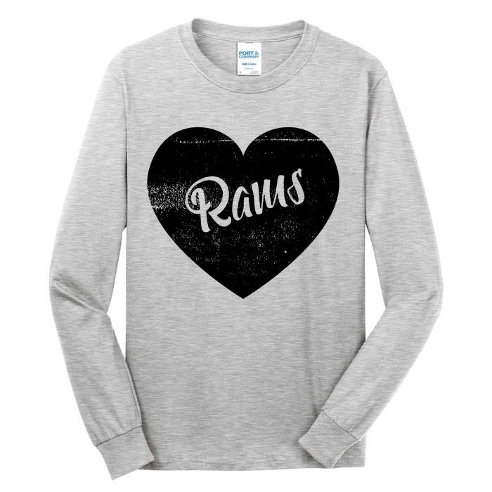 Rams School Sports Fan Team Spirit Cute Heart Tall Long Sleeve T-Shirt