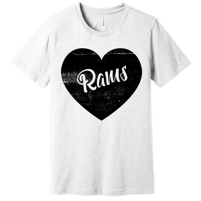 Rams School Sports Fan Team Spirit Cute Heart Premium T-Shirt