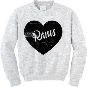 Rams School Sports Fan Team Spirit Cute Heart Kids Sweatshirt