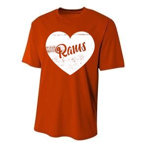 Rams School Sports Fan Team Spirit Cute Heart Performance Sprint T-Shirt