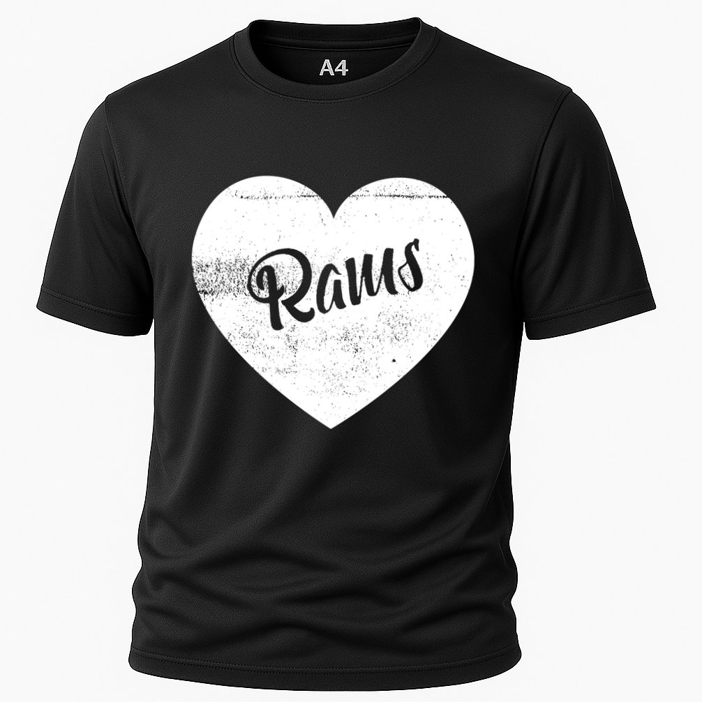 Rams School Sports Fan Team Spirit Cute Heart Cooling Performance Crew T-Shirt