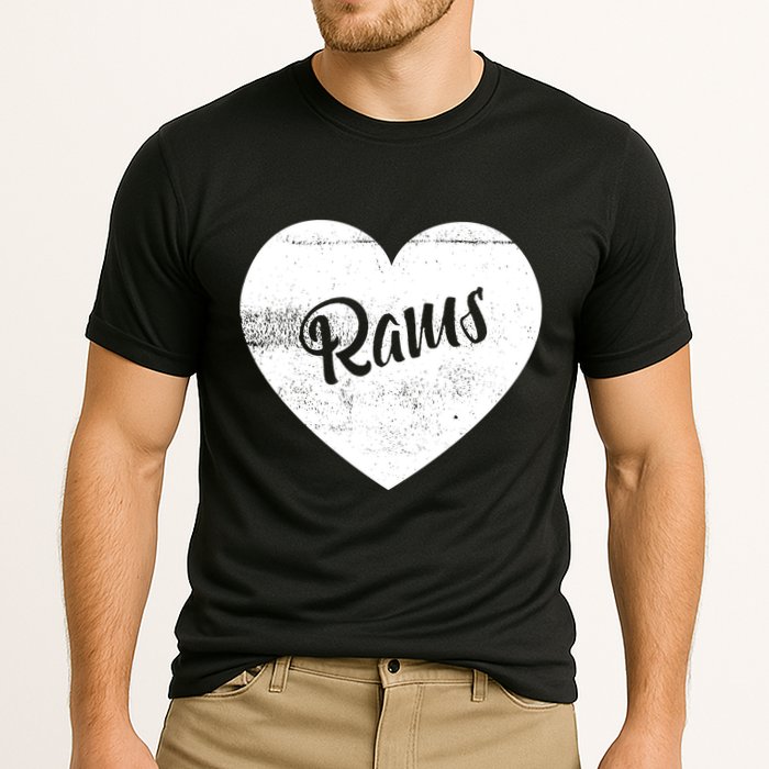 Rams School Sports Fan Team Spirit Cute Heart Cooling Performance Crew T-Shirt