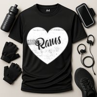 Rams School Sports Fan Team Spirit Cute Heart Cooling Performance Crew T-Shirt