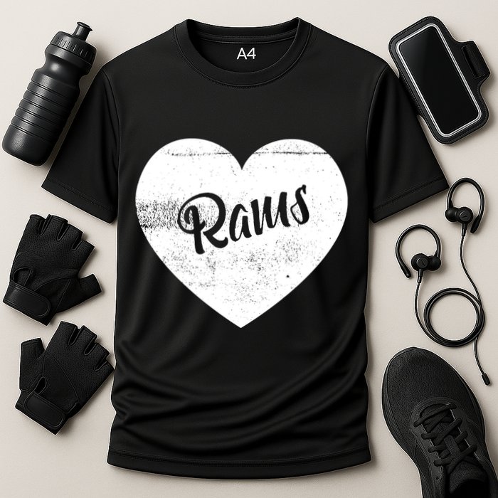Rams School Sports Fan Team Spirit Cute Heart Cooling Performance Crew T-Shirt