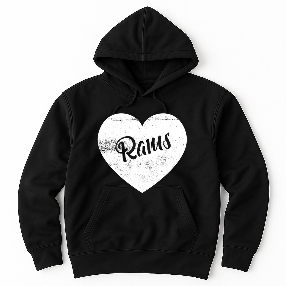 Rams School Sports Fan Team Spirit Cute Heart Hoodie