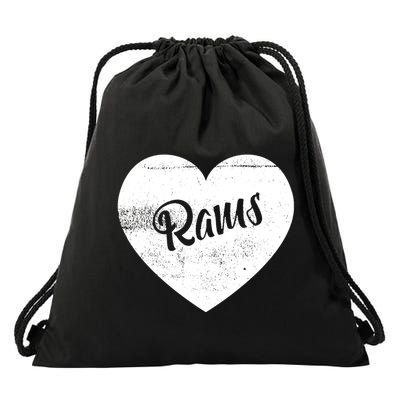Rams School Sports Fan Team Spirit Cute Heart Drawstring Bag