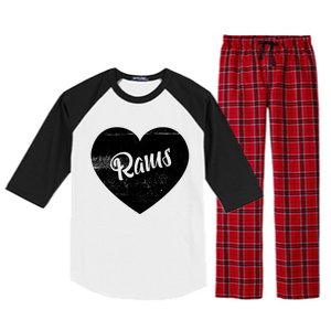 Rams School Sports Fan Team Spirit Cute Heart Raglan Sleeve Pajama Set