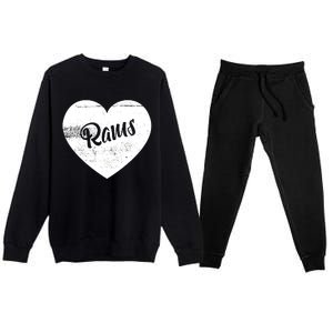 Rams School Sports Fan Team Spirit Cute Heart Premium Crewneck Sweatsuit Set