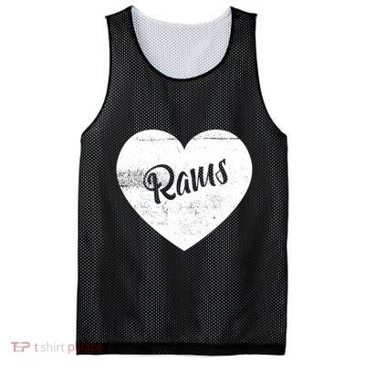 Rams School Sports Fan Team Spirit Cute Heart Mesh Reversible Basketball Jersey Tank