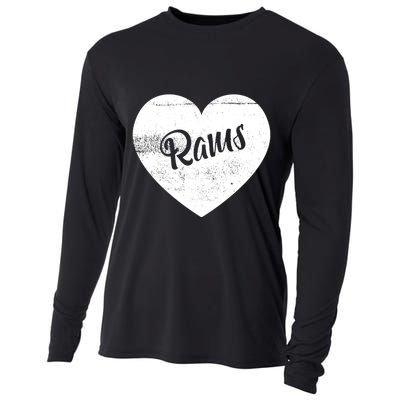 Rams School Sports Fan Team Spirit Cute Heart Cooling Performance Long Sleeve Crew
