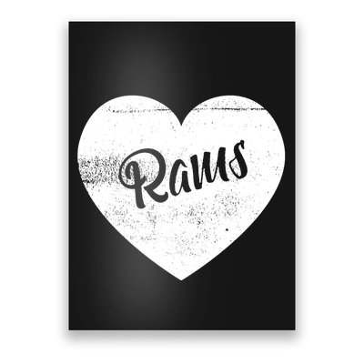 Rams School Sports Fan Team Spirit Cute Heart Poster
