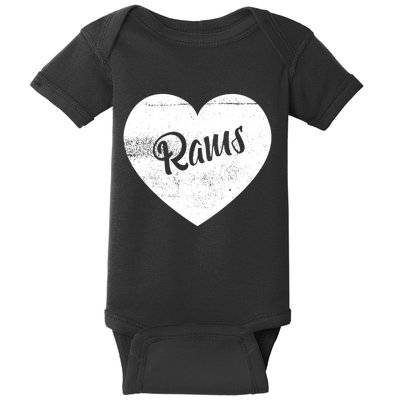 Rams School Sports Fan Team Spirit Cute Heart Baby Bodysuit