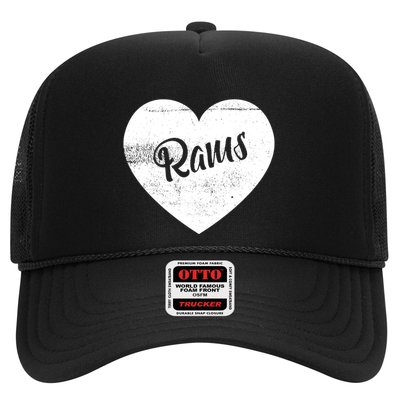 Rams School Sports Fan Team Spirit Cute Heart Trucker Hat