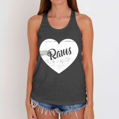 Rams School Sports Fan Team Spirit Cute Heart Women's Knotted Racerback Tank