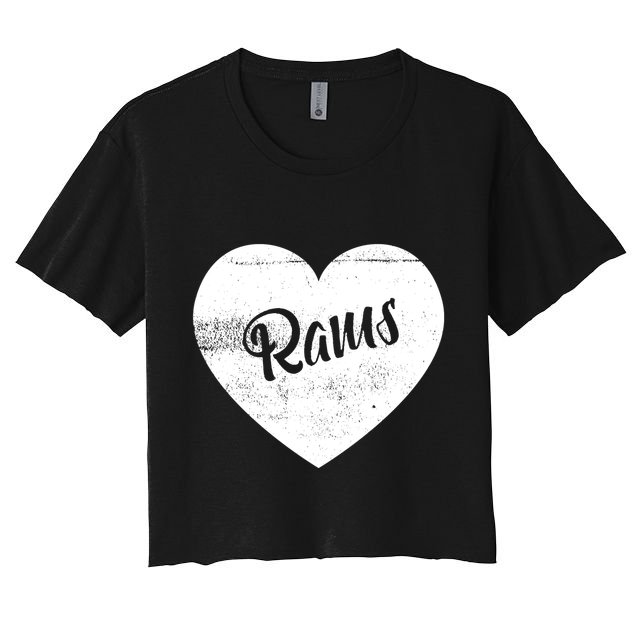 Rams School Sports Fan Team Spirit Cute Heart Crop Top