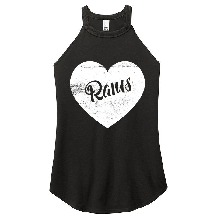 Rams School Sports Fan Team Spirit Cute Heart Women's Perfect Tri Rocker Tank