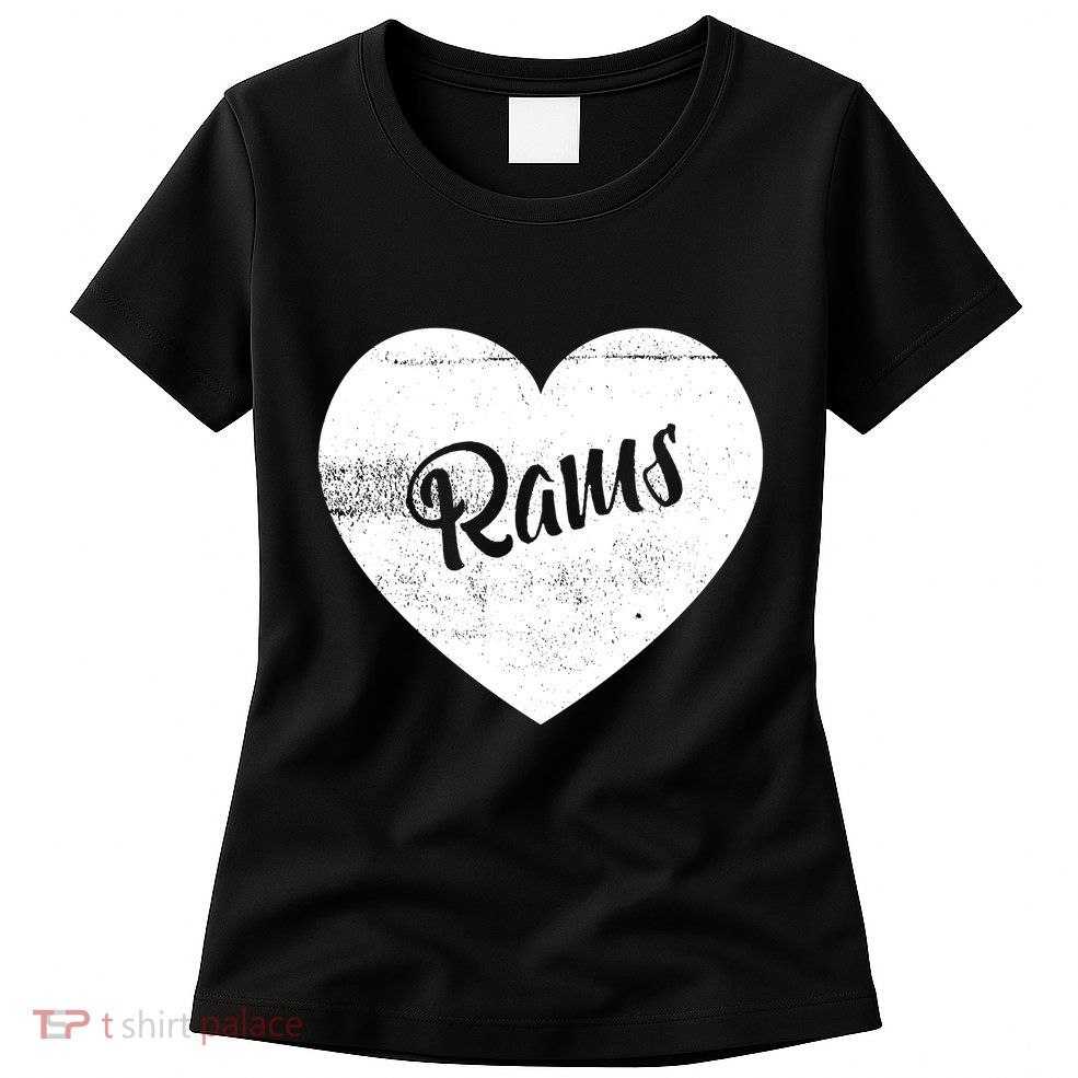 Rams School Sports Fan Team Spirit Cute Heart Women's T-Shirt
