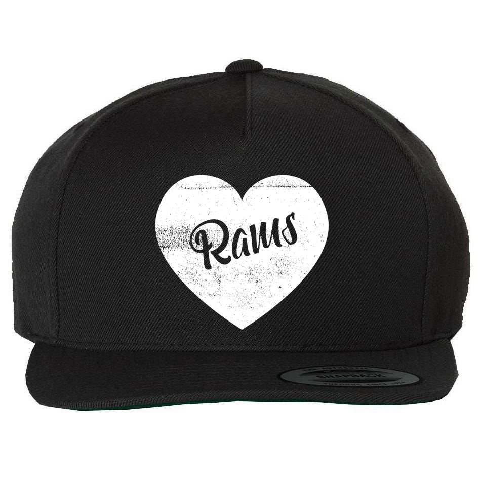 Rams School Sports Fan Team Spirit Cute Heart Wool Snapback Cap