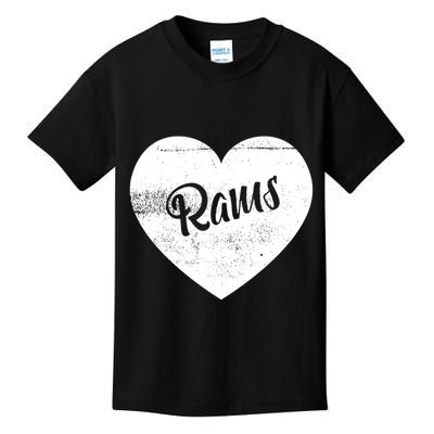 Rams School Sports Fan Team Spirit Cute Heart Kids T-Shirt