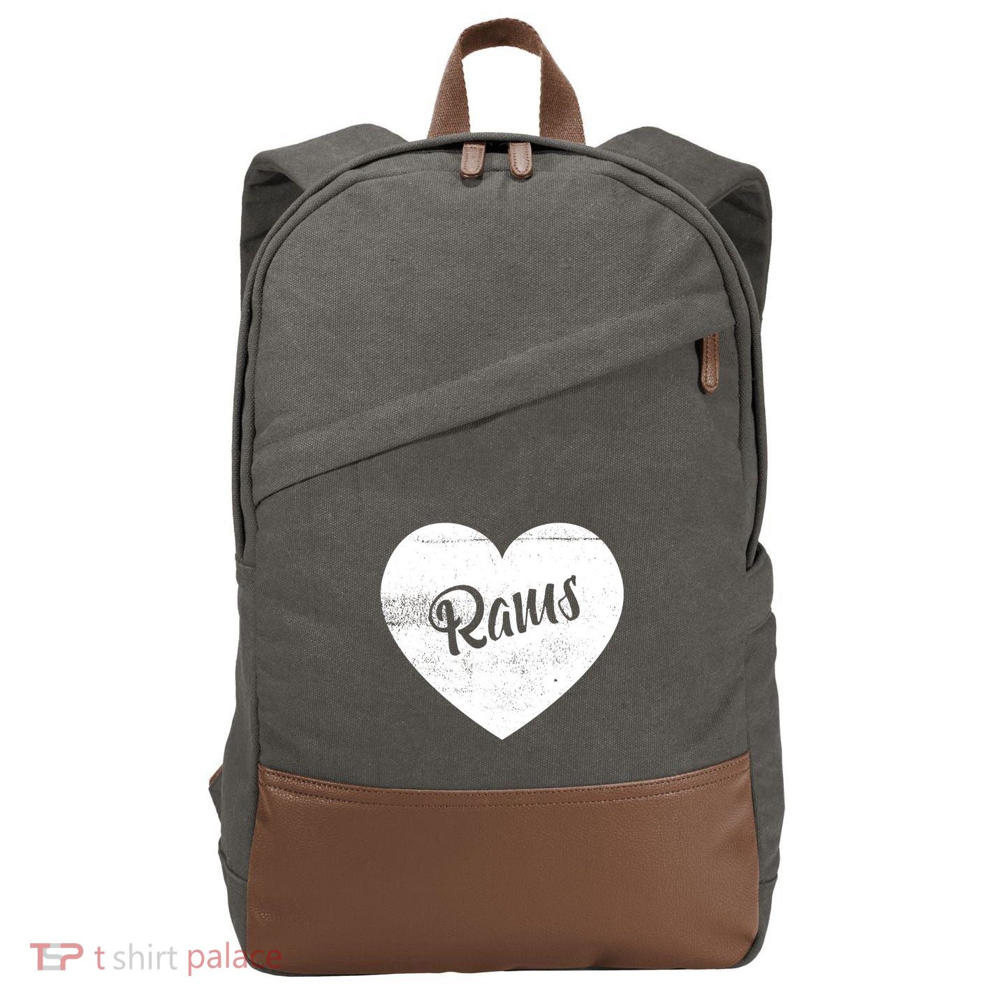 Rams School Sports Fan Team Spirit Cute Heart Cotton Canvas Backpack