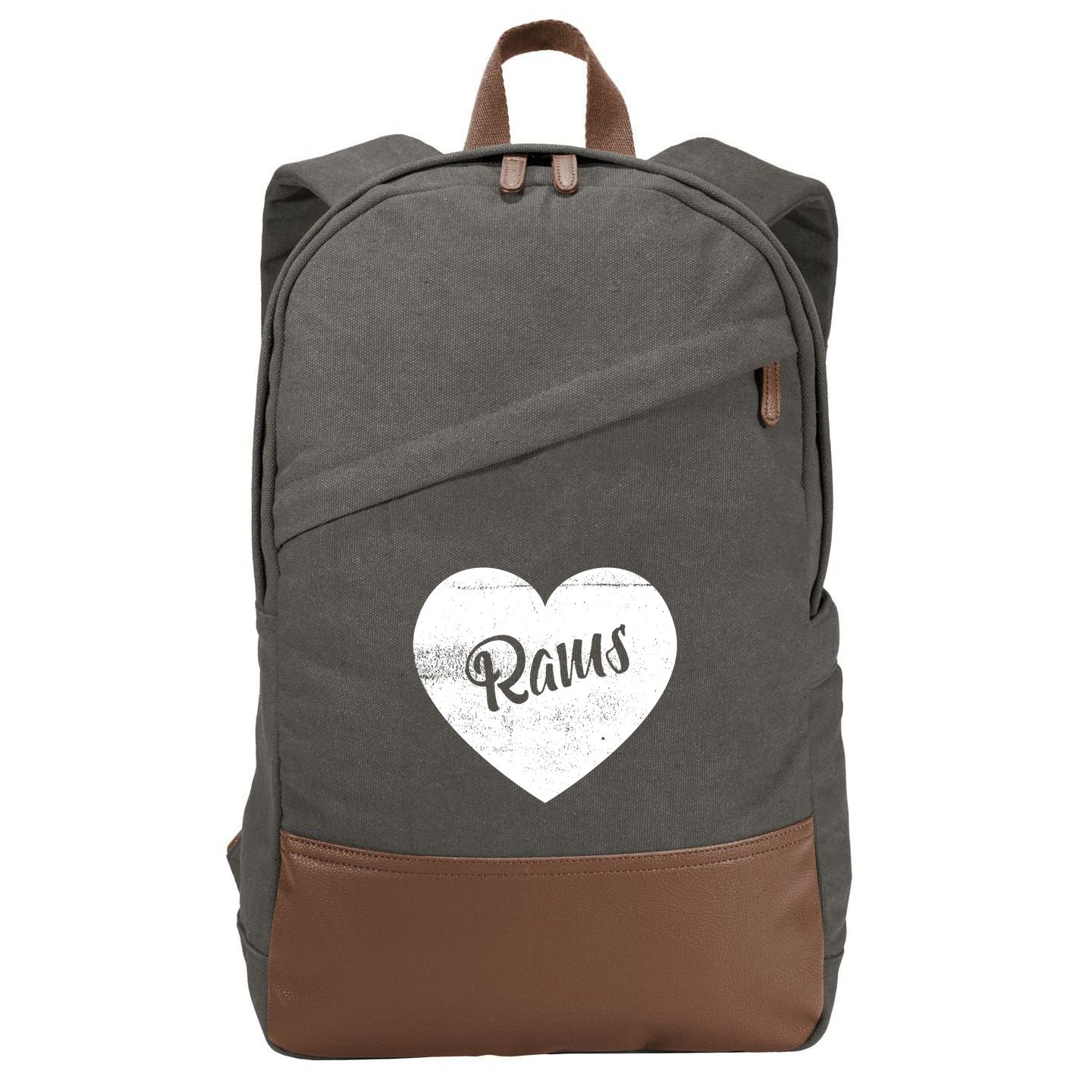Rams School Sports Fan Team Spirit Cute Heart Cotton Canvas Backpack