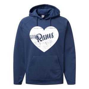 Rams School Sports Fan Team Spirit Cute Heart Performance Fleece Hoodie