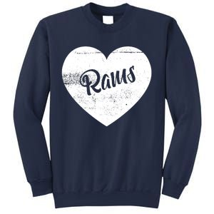 Rams School Sports Fan Team Spirit Cute Heart Sweatshirt