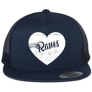 Rams School Sports Fan Team Spirit Cute Heart Flat Bill Trucker Hat