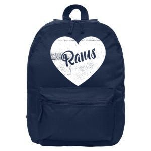 Rams School Sports Fan Team Spirit Cute Heart 16 in Basic Backpack