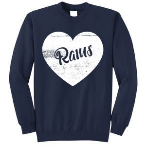 Rams School Sports Fan Team Spirit Cute Heart Tall Sweatshirt