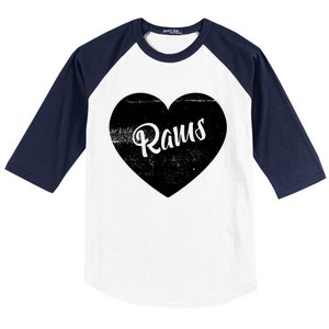 Rams School Sports Fan Team Spirit Cute Heart Baseball Sleeve Shirt