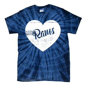 Rams School Sports Fan Team Spirit Cute Heart Tie-Dye T-Shirt