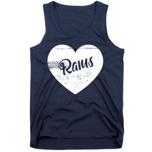 Rams School Sports Fan Team Spirit Cute Heart Tank Top