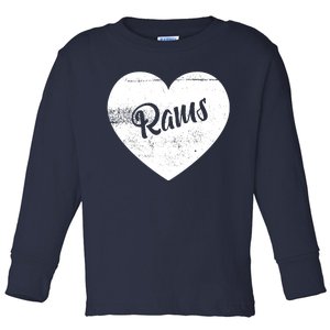 Rams School Sports Fan Team Spirit Cute Heart Toddler Long Sleeve Shirt