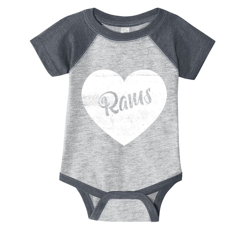 Rams School Sports Fan Team Spirit Cute Heart Infant Baby Jersey Bodysuit