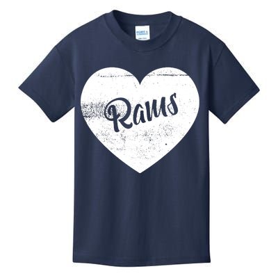 Rams School Sports Fan Team Spirit Cute Heart Kids T-Shirt