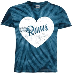 Rams School Sports Fan Team Spirit Cute Heart Kids Tie-Dye T-Shirt