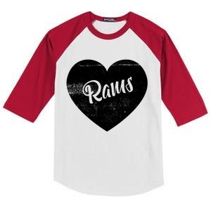 Rams School Sports Fan Team Spirit Cute Heart Kids Colorblock Raglan Jersey