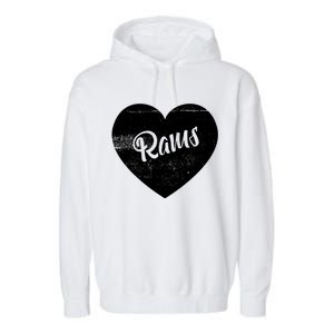 Rams School Sports Fan Team Spirit Cute Heart Garment-Dyed Fleece Hoodie